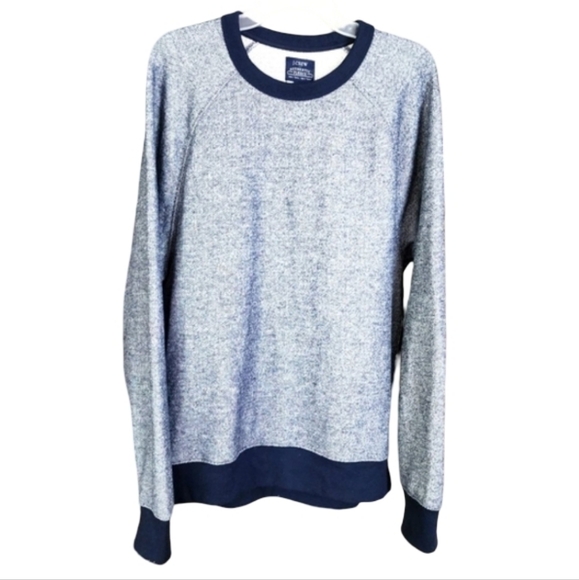 J. Crew Factory Authentic Fleece Men's Large Blue Marled Sweatshirt - Picture 1 of 7